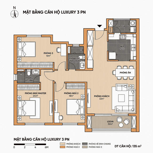 Mặt bằng căn hộ 3PN