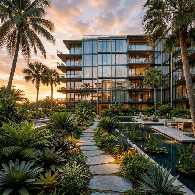 Cảnh quan sân vườn và hồ bơi