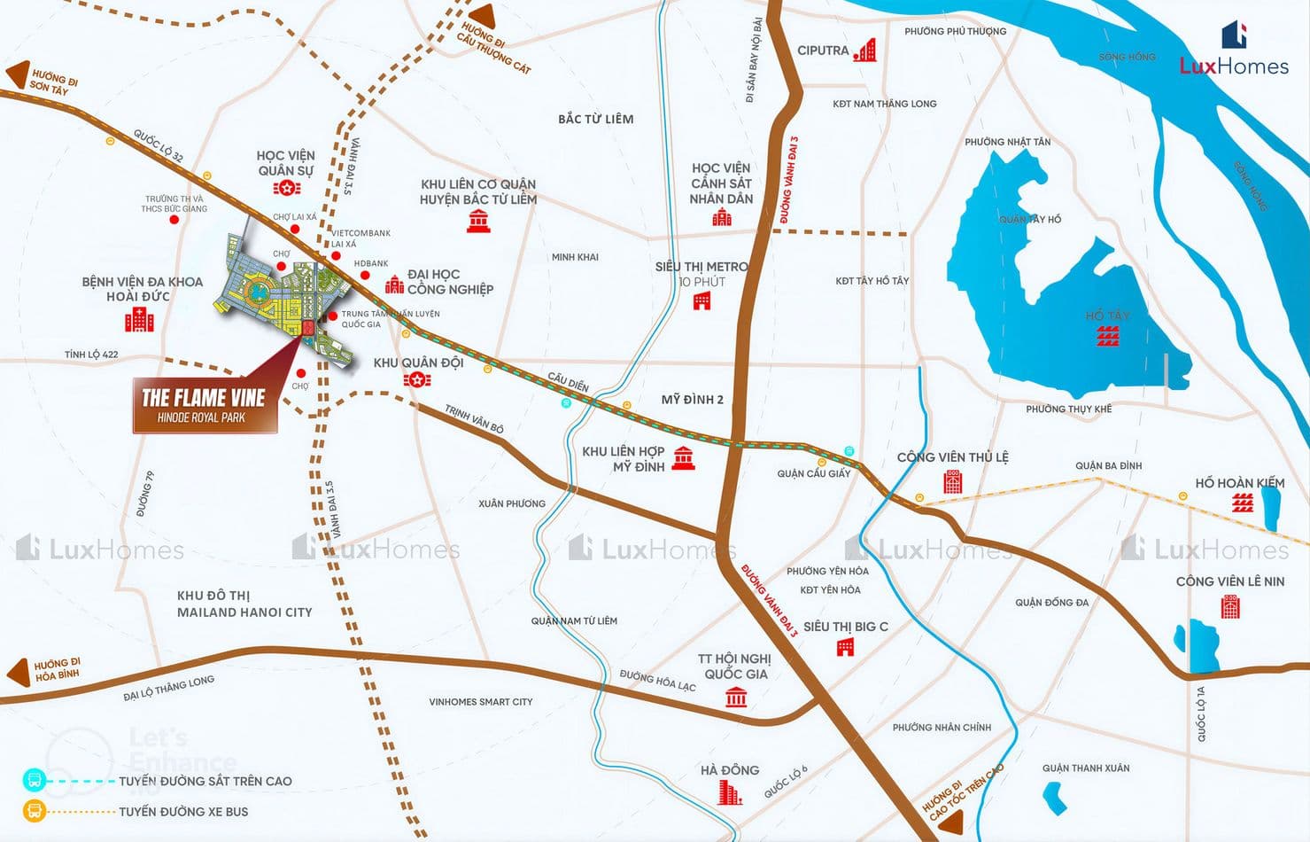 Bản đồ vị trí dự án The Flame Vine tại Hoài Đức, Hà Nội